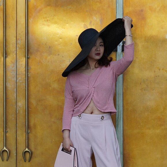 Black Super Wide Brim UV Protection Sun Beach Floppy Straw Hat Wired Edge - Picture 4 of 6